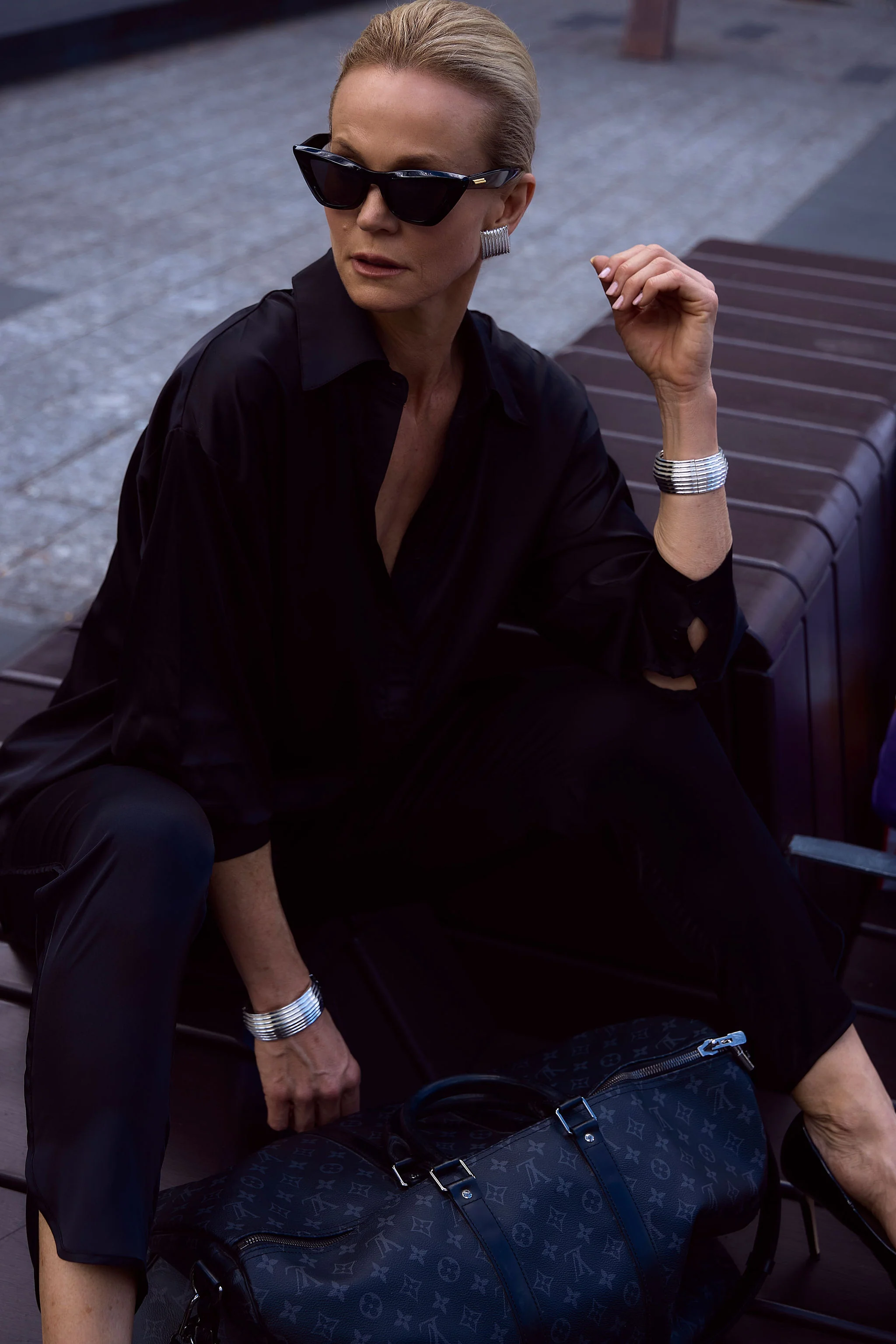 Black silk — monogram bag